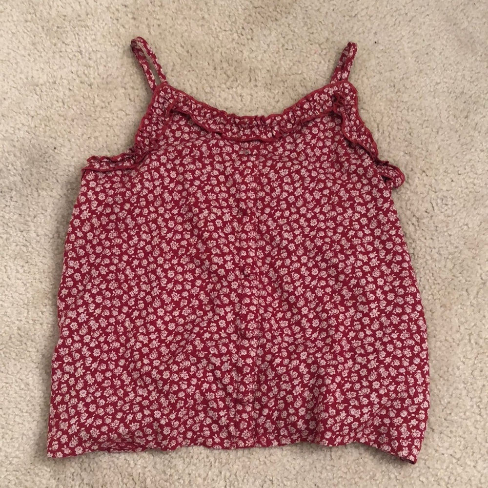 Girls Red Floral Tank Top